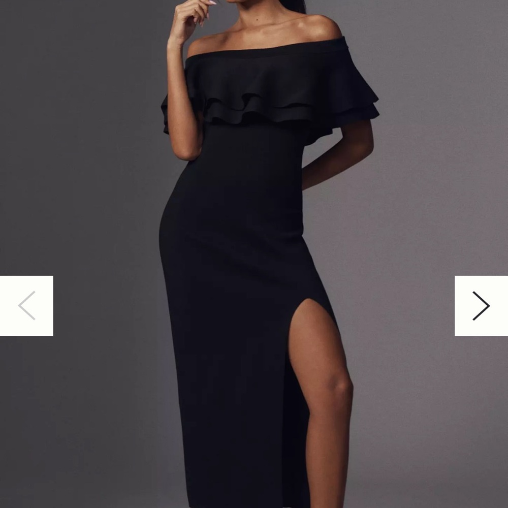 Endless Rose Black Strapless Dress with Ruffle Detail